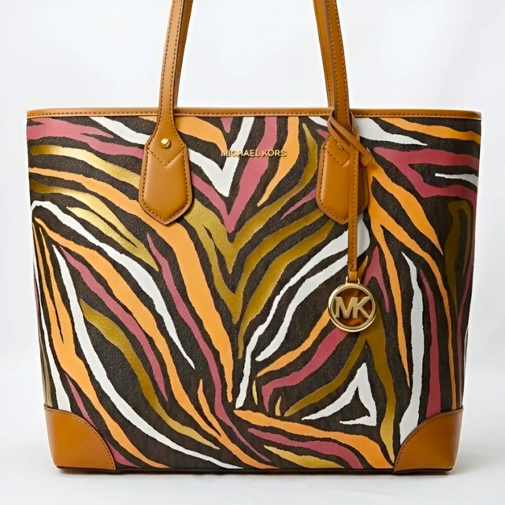 NWT Limited Edition Michael Kors Eva Large Zebra Tote Wallet Set